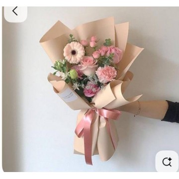 Smaller hand bouquet with white, pastel pink and greens (to add pink astromelias) : $78 each