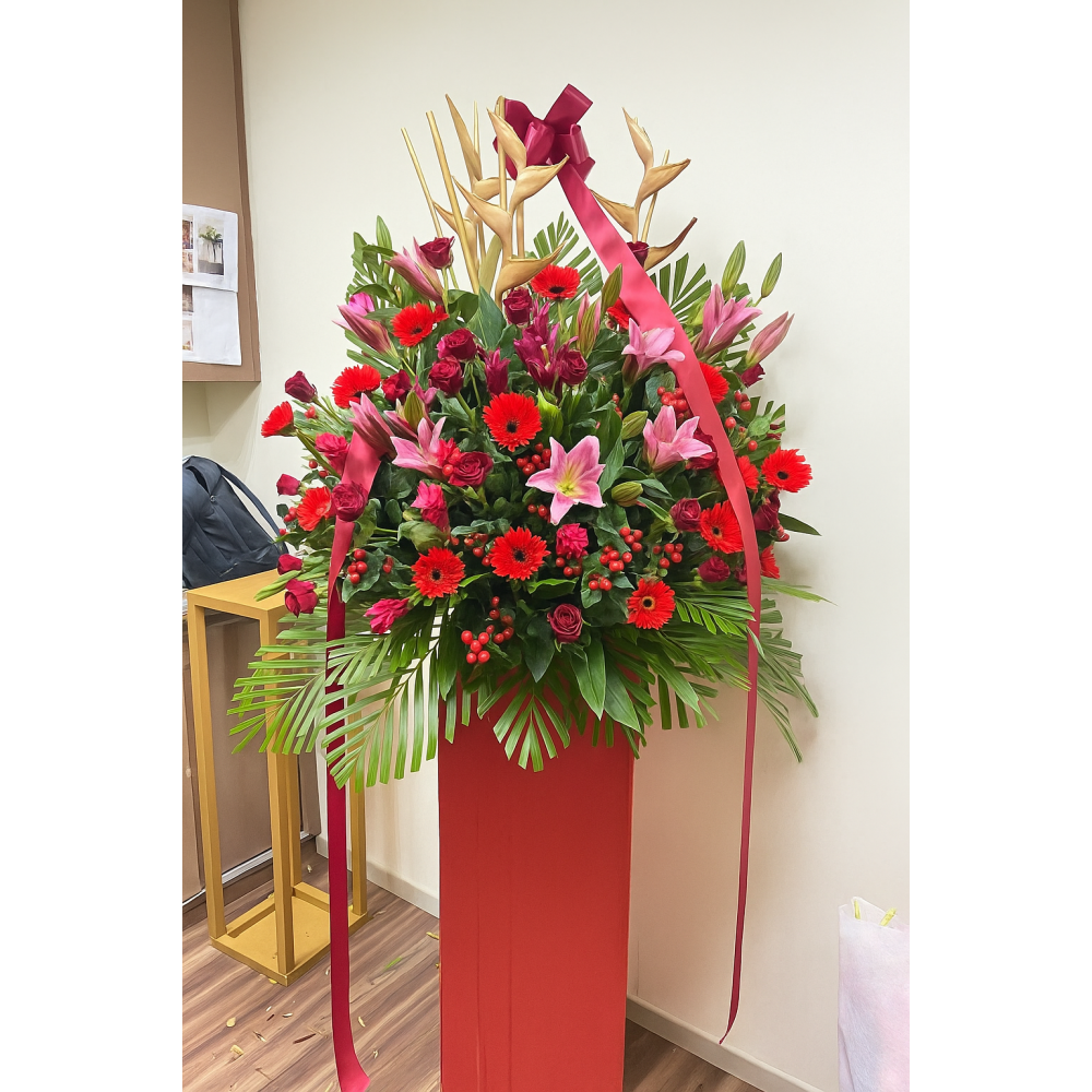 Congratulatory Flower Stands for Grand Openings