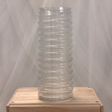 Ribbed glass cylinder